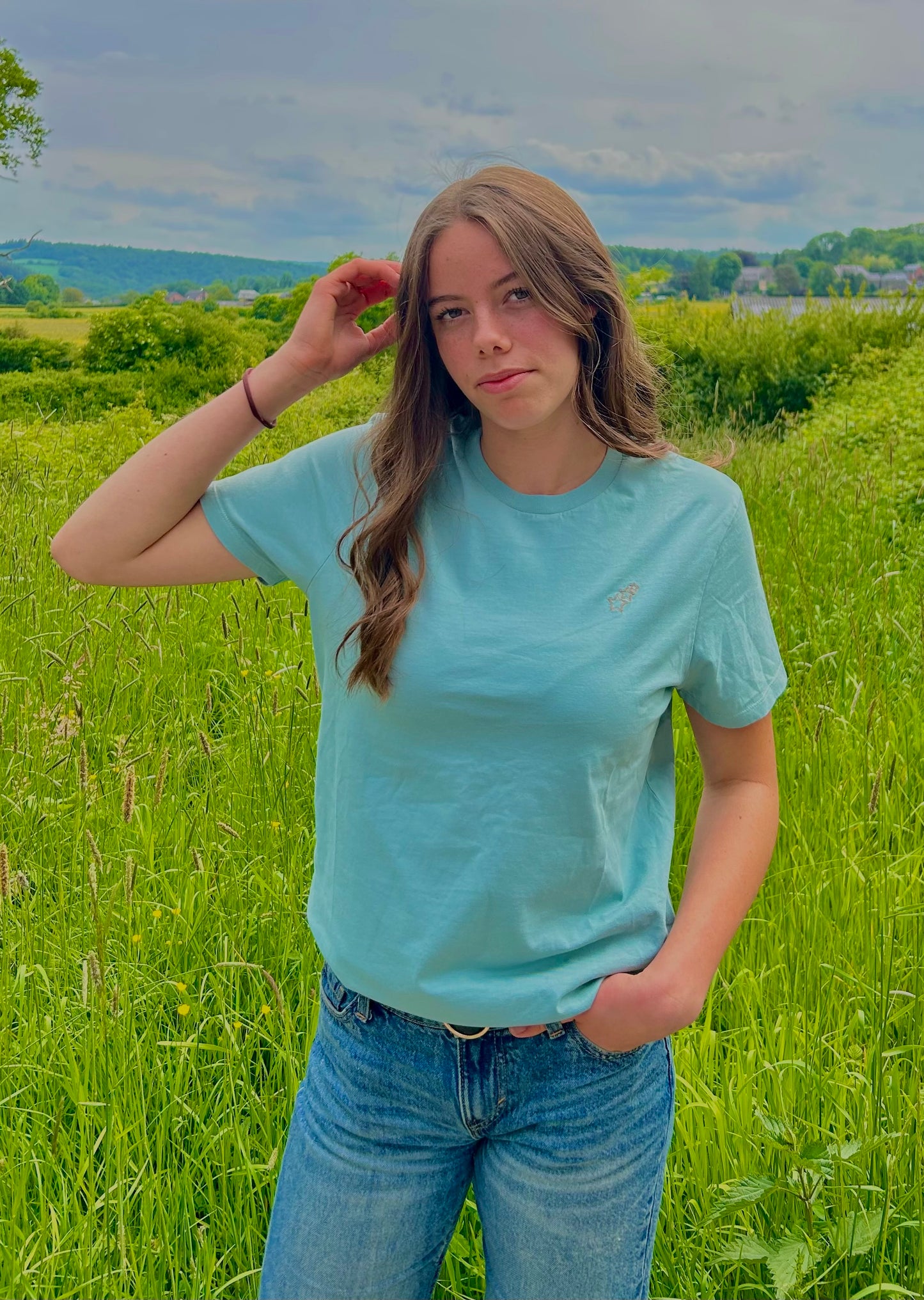 T-shirt vert d'eau unisexe – confort essentiel au quotidien